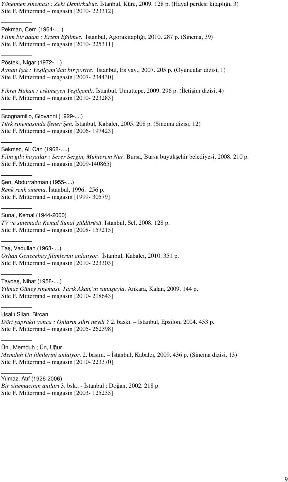 (Oyuncular dizisi, 1) Site F. Mitterrand magasin [2007-234430] Fikret Hakan : eskimeyen Yeşilçamlı. İstanbul, Umuttepe, 2009. 296 p. (İletişim dizisi, 4) Site F.