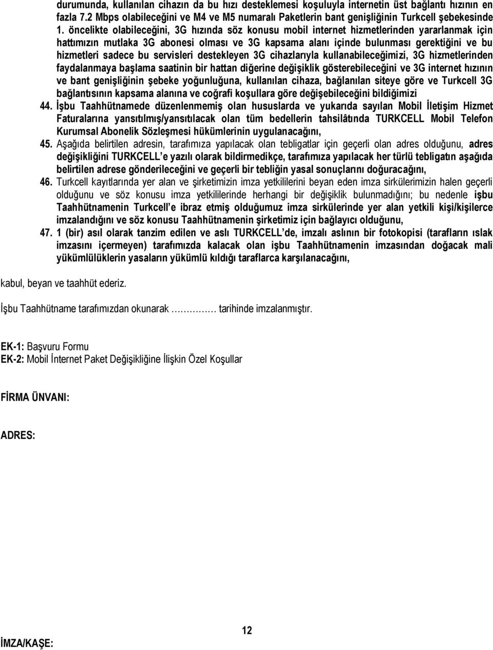 öncelikte olabileceğini, 3G hızında söz konusu mobil internet hizmetlerinden yararlanmak için hattımızın mutlaka 3G abonesi olması ve 3G kapsama alanı içinde bulunması gerektiğini ve bu hizmetleri