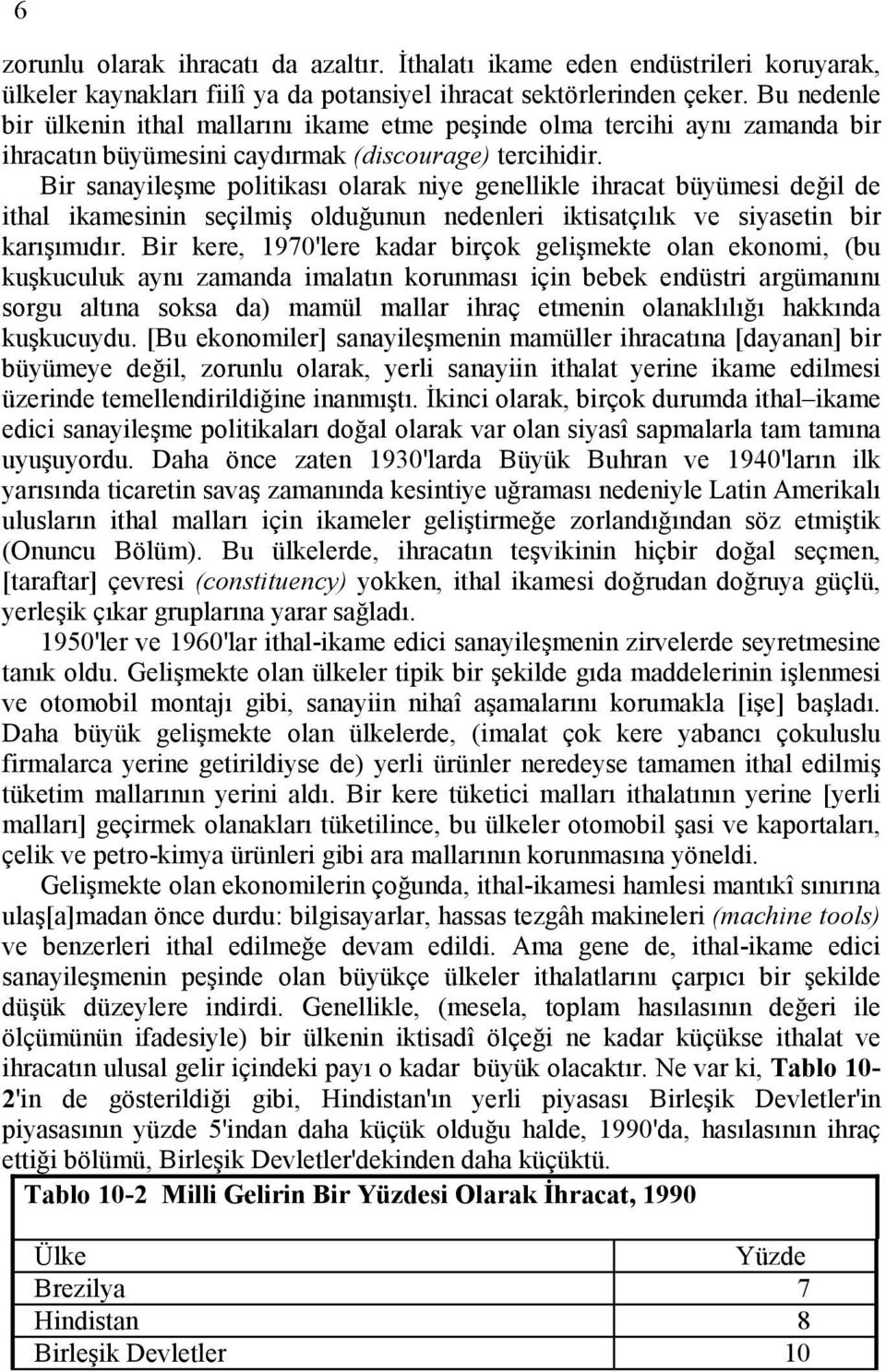 Bir sanayileşme politikası olarak niye genellikle ihracat büyümesi değil de ithal ikamesinin seçilmiş olduğunun nedenleri iktisatçılık ve siyasetin bir karışımıdır.