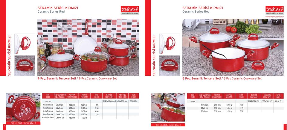 Seramik Tencere Seti / 6 Pcs Ceramic Cookware Set bar (bar) bar (bar) T-0270 869 740841 180 8 470x320x320 306,13 TL T-0301 869 740841 179 2