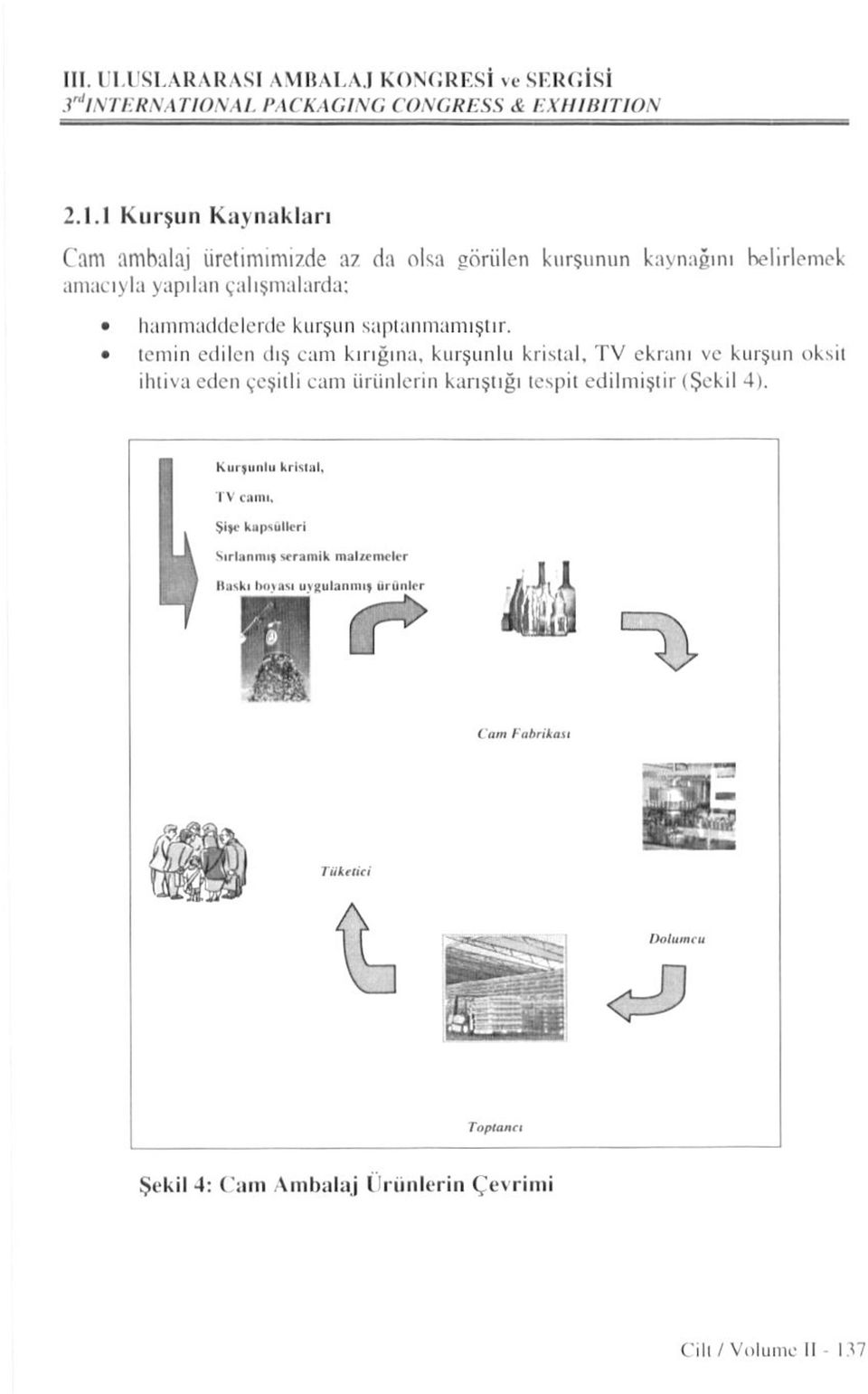 temin edilen dış cam kırığına, kurşunlu kristal, TV ekranı ve kurşun oksit ihtiva eden çeşitli cam ürünlerin karıştığı tespit edilmiştir (Şekil