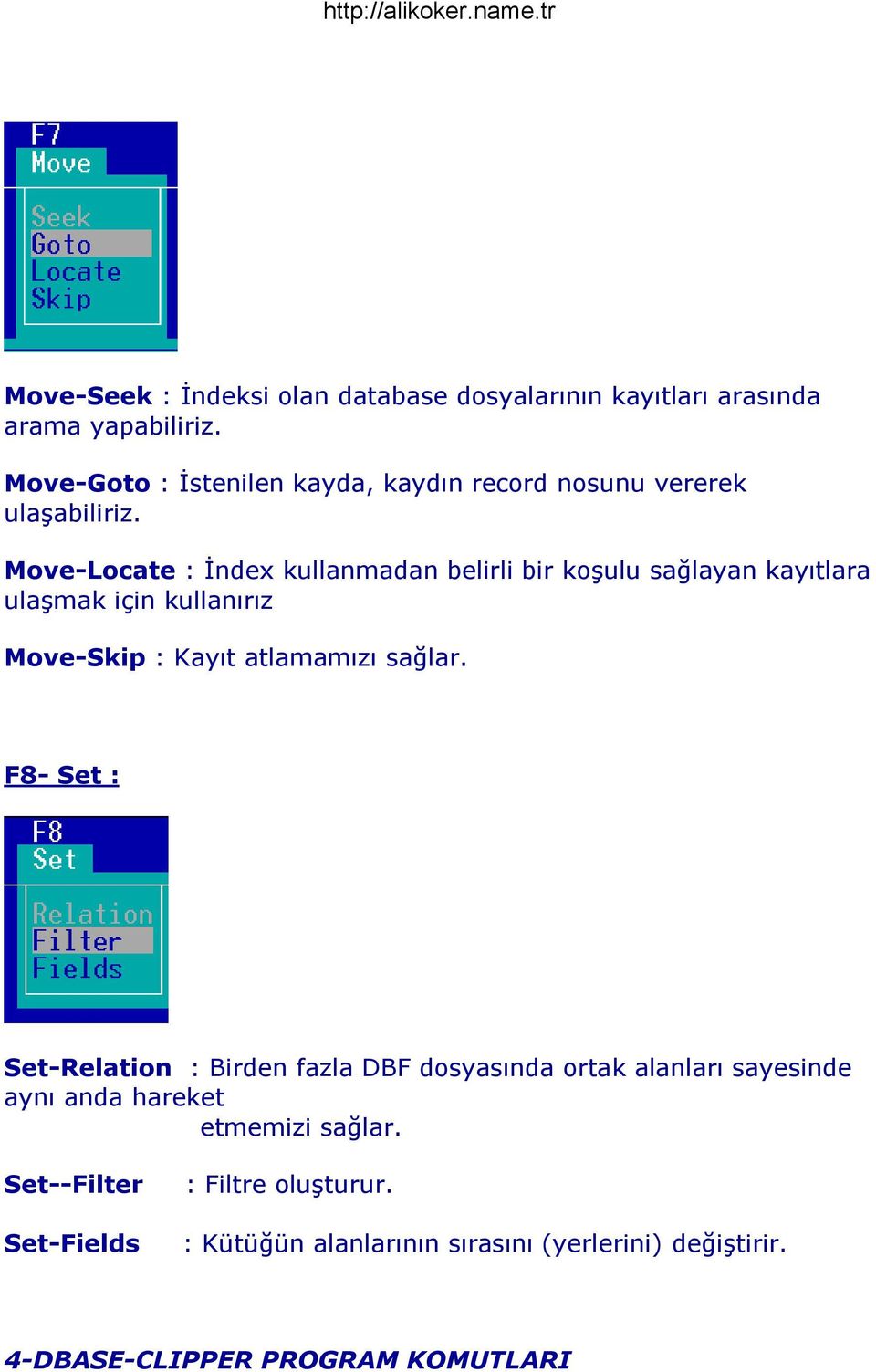 Move-Locate : Ġndex kullanmadan belirli bir koģulu sağlayan kayıtlara ulaģmak için kullanırız Move-Skip : Kayıt atlamamızı sağlar.