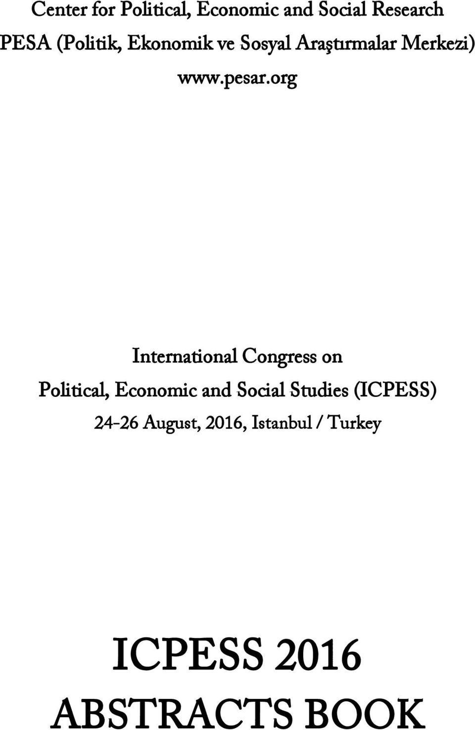 org International Congress on Political, Economic and Social