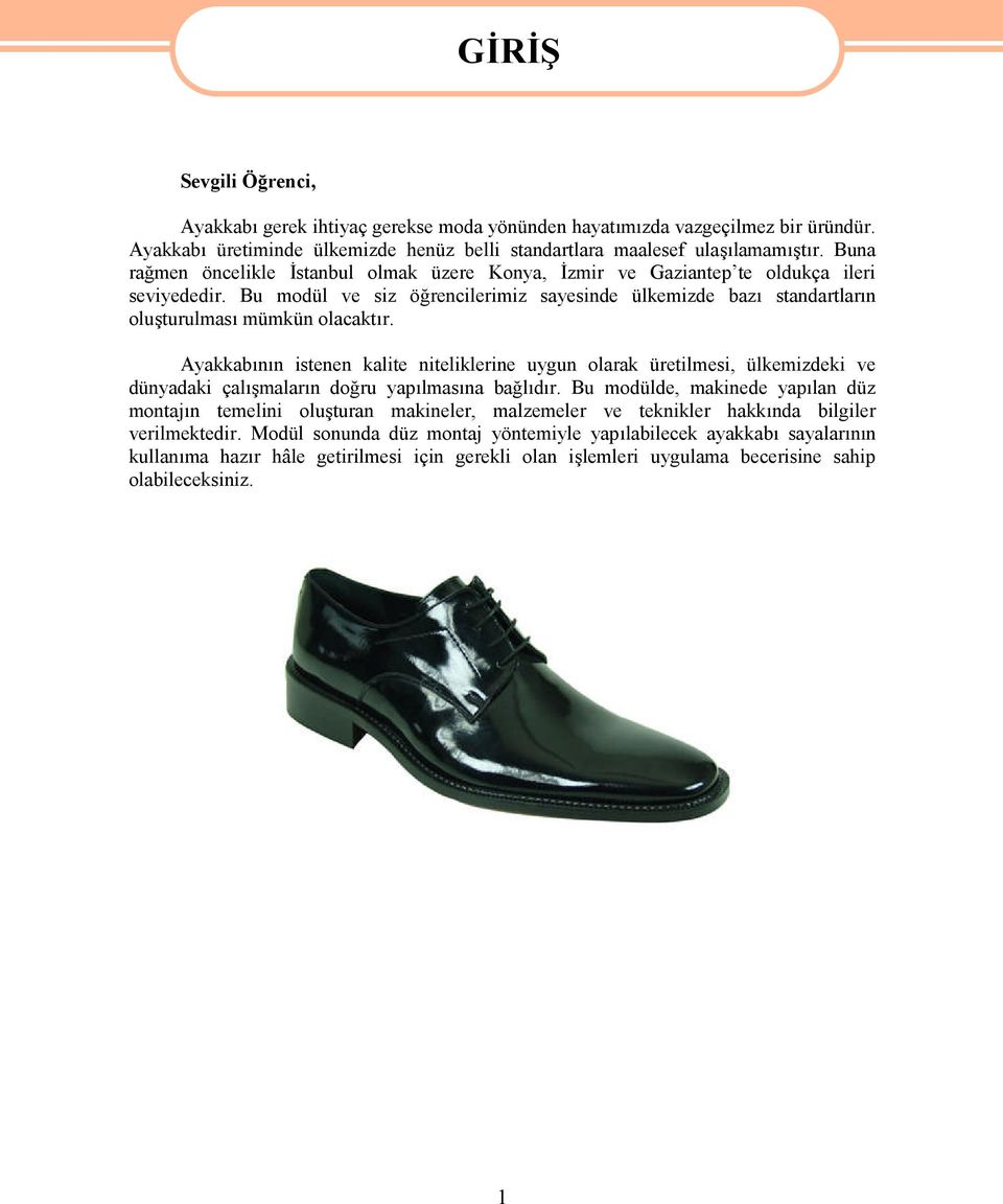 Ayakkabının istenen kalite niteliklerine uygun olarak üretilmesi, ülkemizdeki ve dünyadaki çalışmaların doğru yapılmasına bağlıdır.