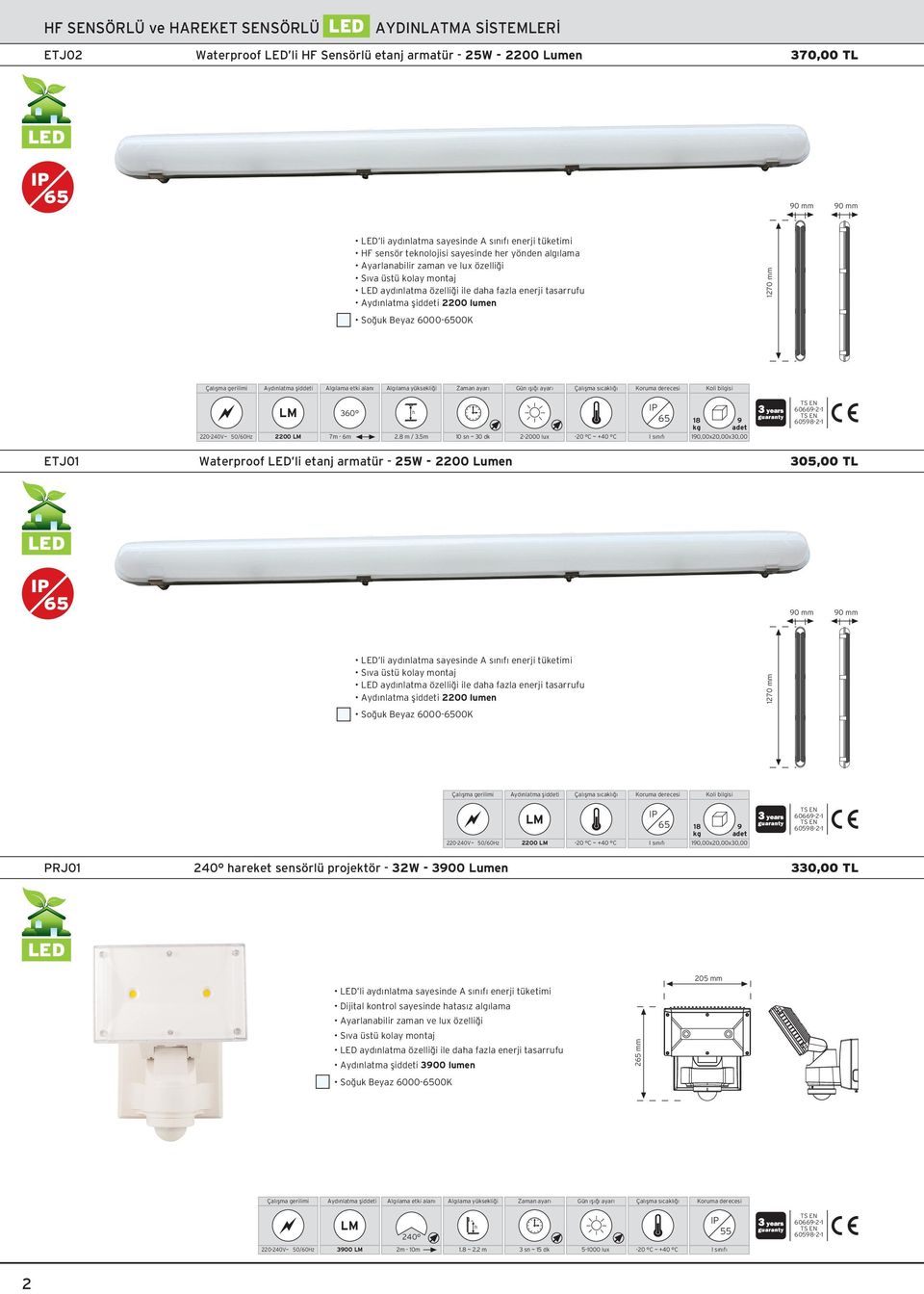 5m 10 sn ~ 30 dk 190,00x,00x30,00 ETJ01 Waterproof li etanj armatür - 5W - 0 Lumen 305,00 TL 65 90 mm 90 mm li ayd nlatma sayesinde A s n f enerji tüketimi ayd nlatma özelli i ile daa fazla enerji