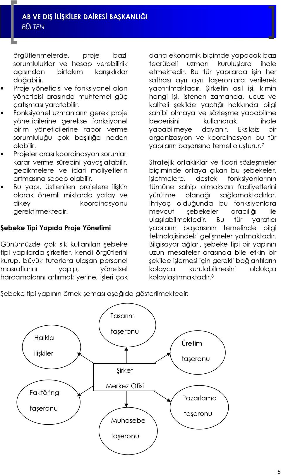 Fonksiyonel uzmanların gerek proje yöneticilerine gerekse fonksiyonel birim yöneticilerine rapor verme sorumluluğu çok başlılığa neden olabilir.