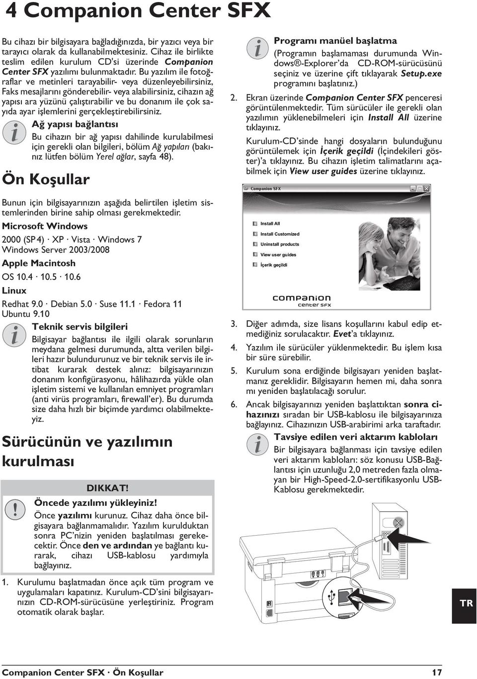 Bu yazılım ile fotoğraflar ve metinleri tarayabilir- veya düzenleyebilirsiniz, Faks mesajlarını gönderebilir- veya alabilirsiniz, cihazın ağ yapısı ara yüzünü çalıştırabilir ve bu donanım ile çok