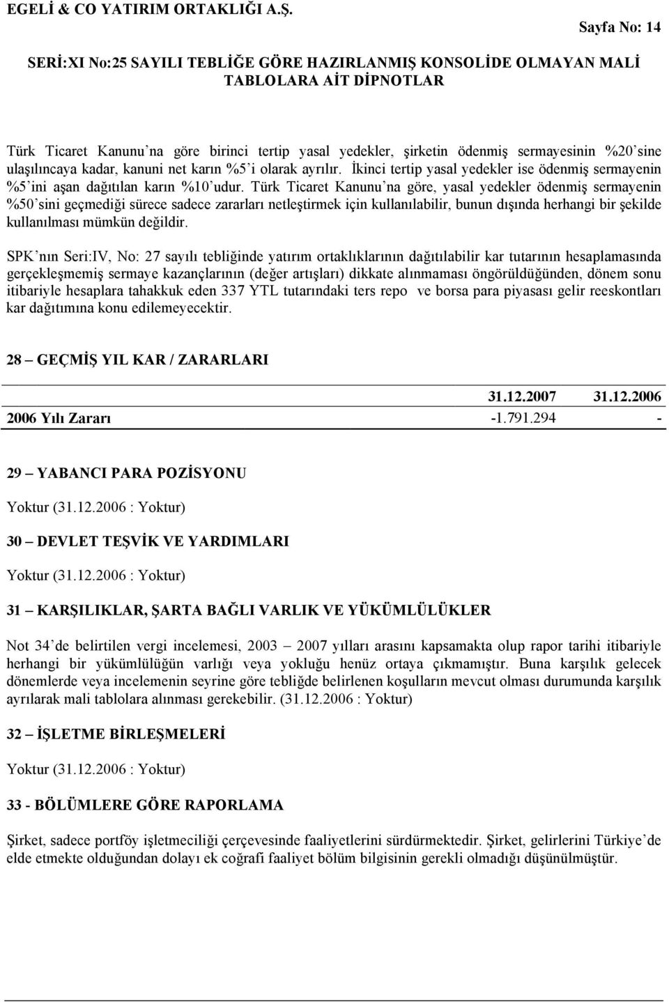 Türk Ticaret Kanunu na göre, yasal yedekler ödenmiş sermayenin %50 sini geçmediği sürece sadece zararları netleştirmek için kullanılabilir, bunun dışında herhangi bir şekilde kullanılması mümkün