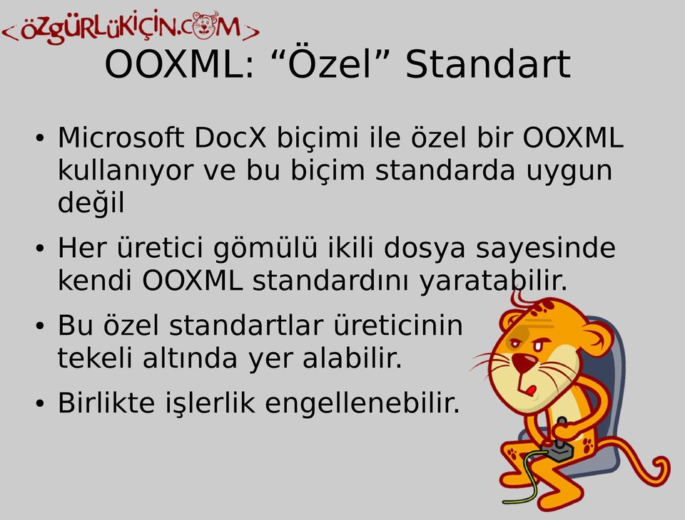 dosya sayesinde kendi OOXML standardını yaratabilir.
