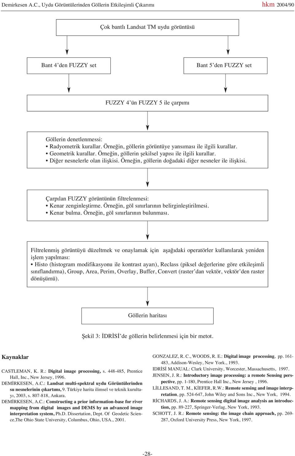 Örneğin, göllerin doğadaki diğer nesneler ile ilişkisi. Çarp lan FUZZY görüntünün filtrelenmesi: Kenar zenginleştirme. Örneğin, göl s n rlar n n belirginleştirilmesi. Kenar bulma.