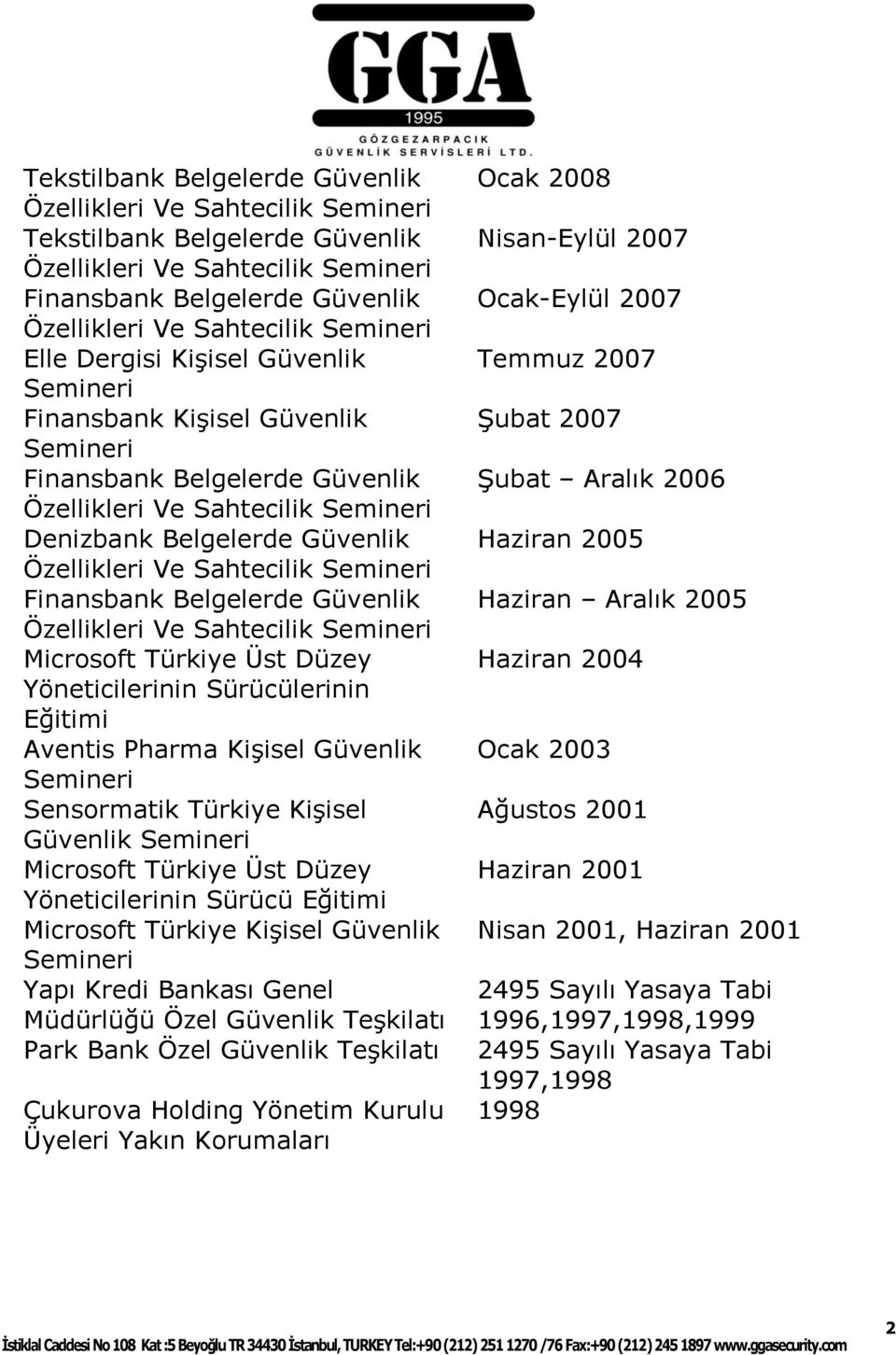 KiĢisel Güvenlik Semineri Microsoft Türkiye Üst Düzey Yöneticilerinin Sürücü Eğitimi Microsoft Türkiye KiĢisel Güvenlik Semineri Yapı Kredi Bankası Genel Müdürlüğü Özel Güvenlik TeĢkilatı Park Bank