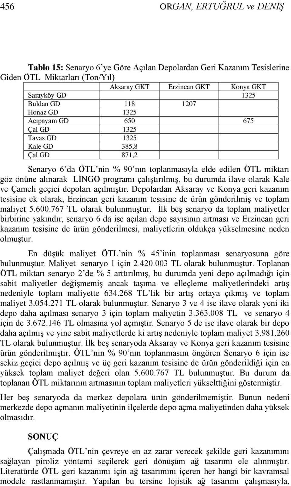 ve Çaeli geçici depoları açılıģtır. Depolardan Asaray ve Konya geri azanı tesisine e olara, Erzincan geri azanı tesisine de ürün gönderiliģ ve topla aliyet 5.600.767 TL olara bulunuģtur.