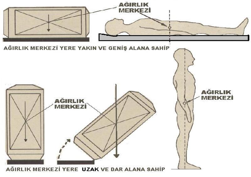 Şekil 1.1: Harekete etki eden fizik kuralları Şekil 1.2: İnsanların ve cisimlerin denge durumu Bir hareket, daima yerçekimi kuvvetinden etkilenir.