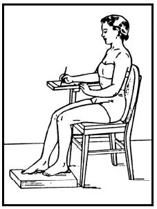 Şekil 1.4: Yanlış duruş 1.2.2. Oturma Pozisyonu Sandalye yüksekliği, bireyin bacak uzunluğuna uygun olmalıdır. Baş dik, çene ileride, omurga dik ve sandalyenin arkalığına tümüyle temas etmelidir.