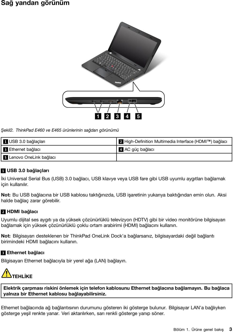 0 bağlacı, USB klavye veya USB fare gibi USB uyumlu aygıtları bağlamak için kullanılır. Not: Bu USB bağlacına bir USB kablosu taktığınızda, USB işaretinin yukarıya baktığından emin olun.