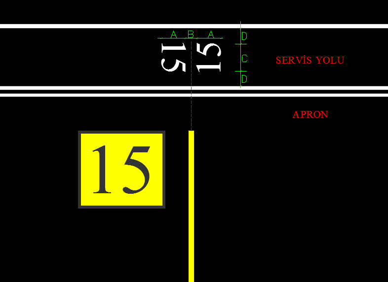 şerit kombinasyonları için örnek gösterim. 3.8.4. Servis yolu sınırını gösteren işaretlemeler, Şekil-31'de yer alan örnek gösterimde belirtildiği üzere, beyaz renkli ve sürekli yapılmalıdır. 3.8.5.