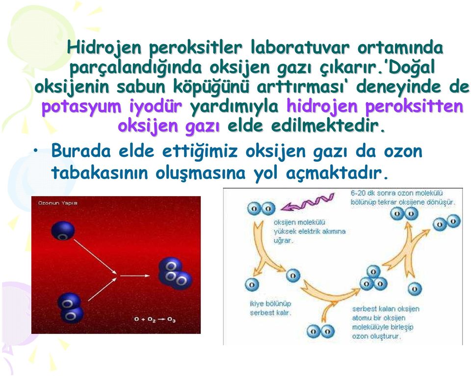 Doğal oksijenin sabun köpüğünük arttırmas rması deneyinde de potasyum iyodür