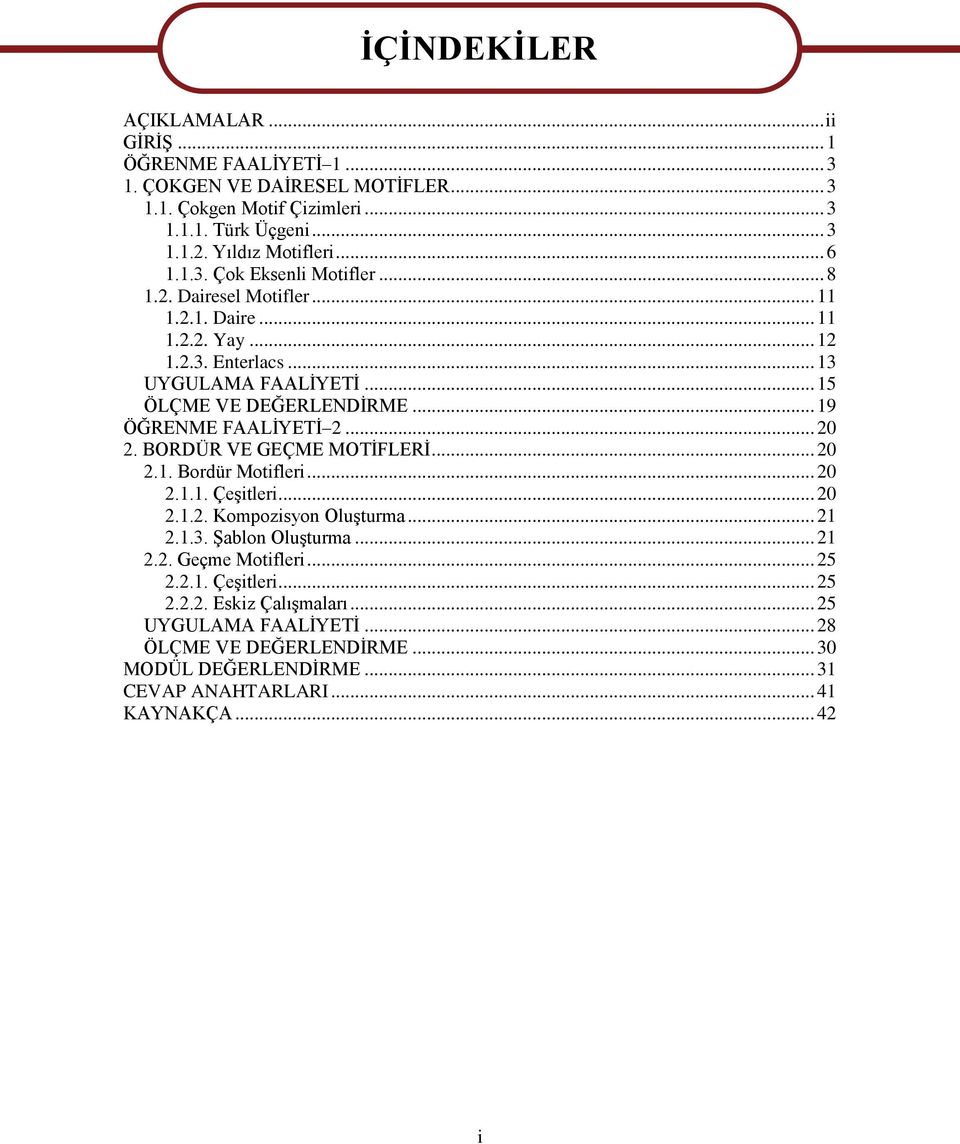 .. 19 ÖĞRENME FAALĠYETĠ 2... 20 2. BORDÜR VE GEÇME MOTĠFLERĠ... 20 2.1. Bordür Motifleri... 20 2.1.1. ÇeĢitleri... 20 2.1.2. Kompozisyon OluĢturma... 21 2.1.3. ġablon OluĢturma... 21 2.2. Geçme Motifleri.