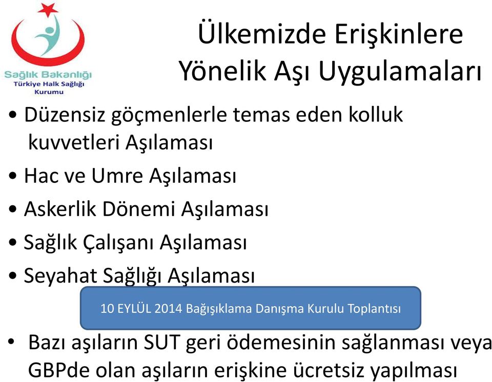 Aşılaması Seyahat Sağlığı Aşılaması 10 EYLÜL 2014 Bağışıklama Danışma Kurulu Toplantısı