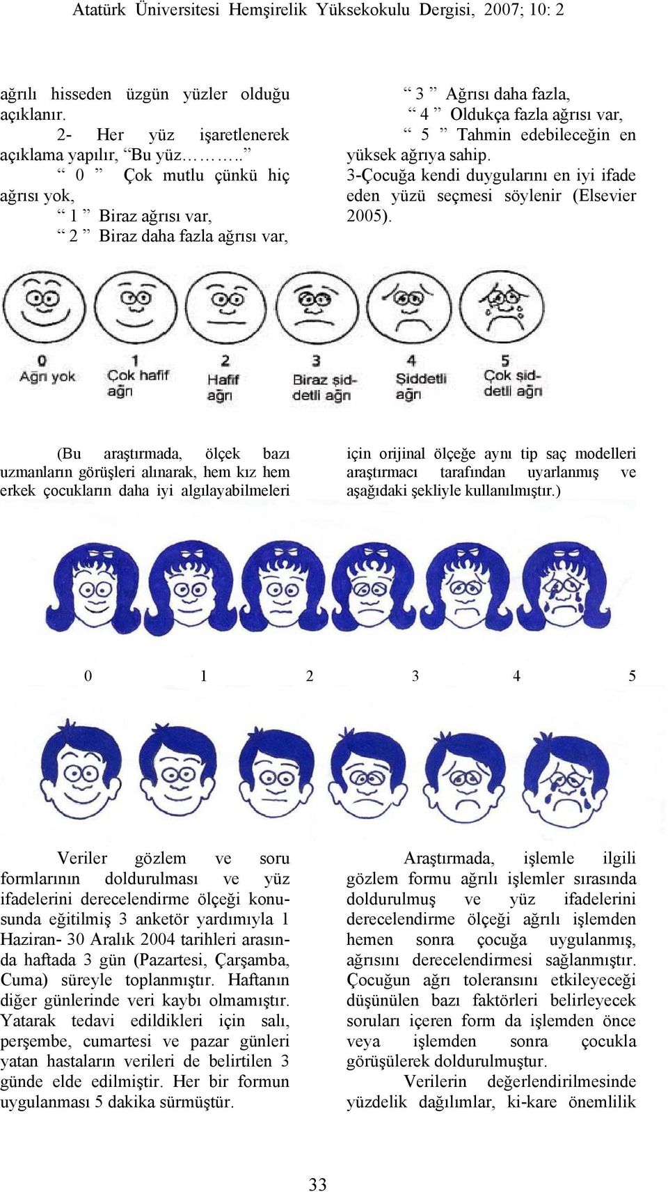 3-Çocuğa kendi duygularını en iyi ifade eden yüzü seçmesi söylenir (Elsevier 2005).