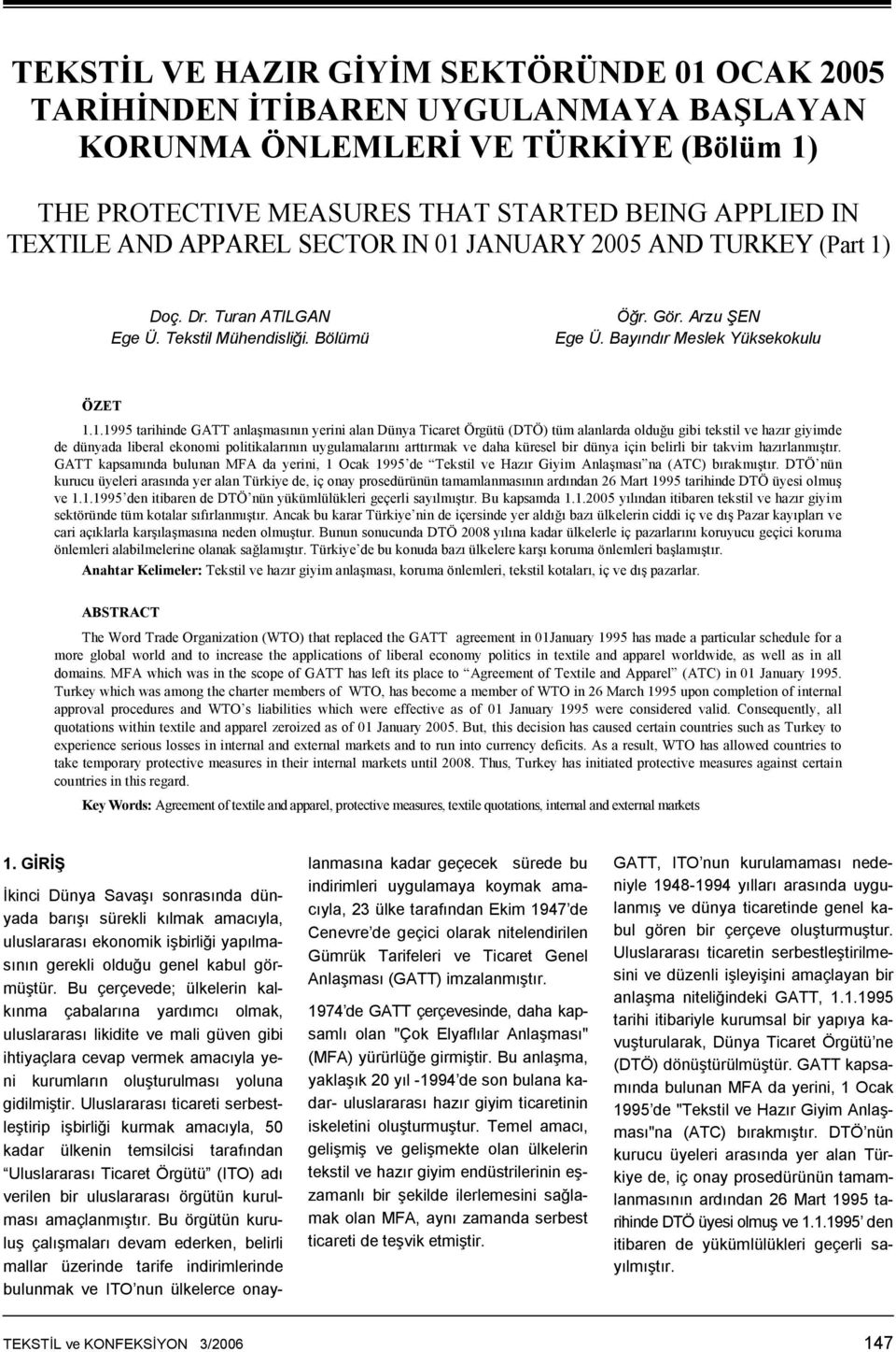 JANUARY 2005 AND TURKEY (Part 1)