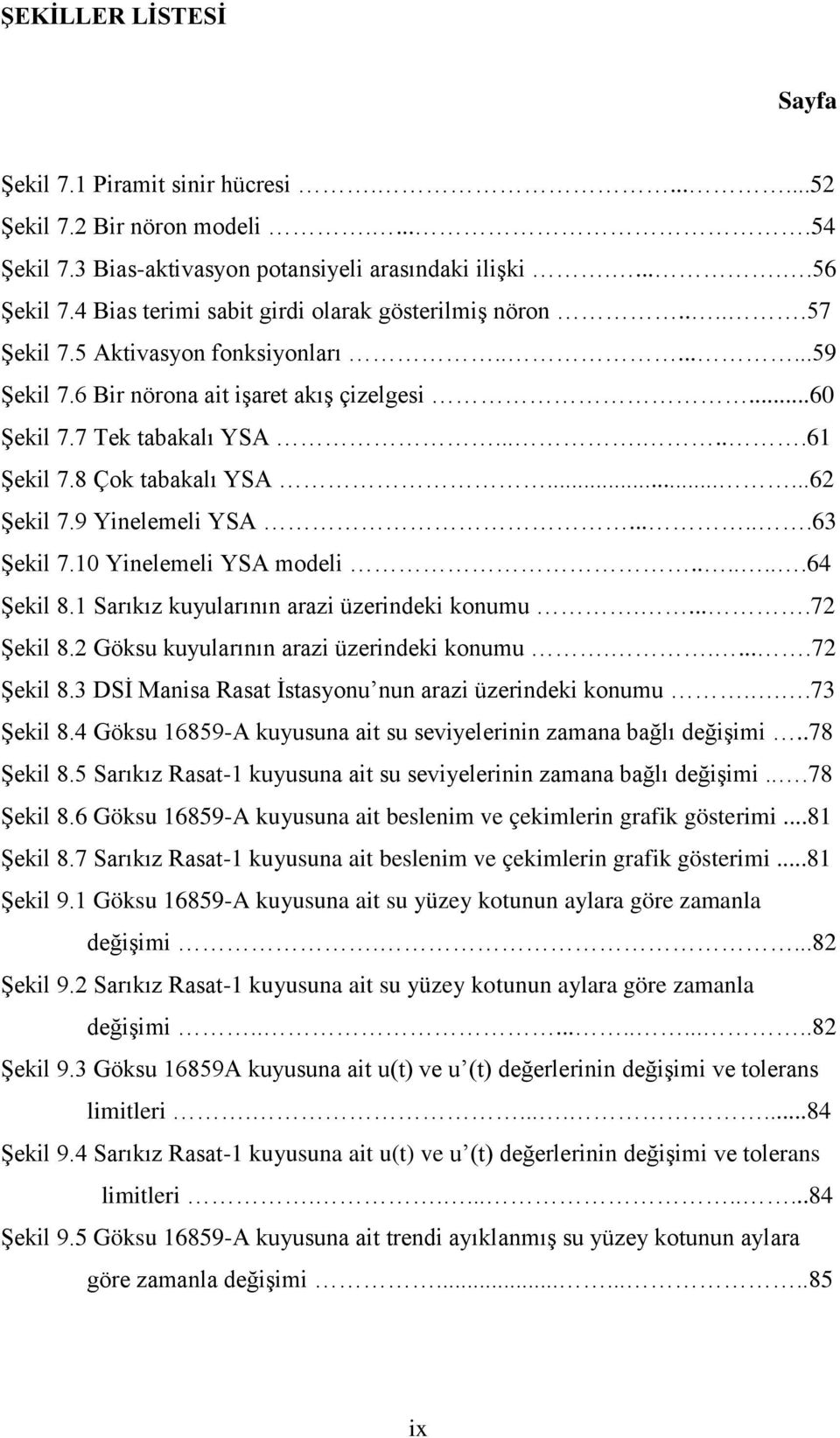 8 Çok tabakalı YSA......62 Şekil 7.9 Yinelemeli YSA......63 Şekil 7.10 Yinelemeli YSA modeli.......64 Şekil 8.1 Sarıkız kuyularının arazi üzerindeki konumu.....72 Şekil 8.