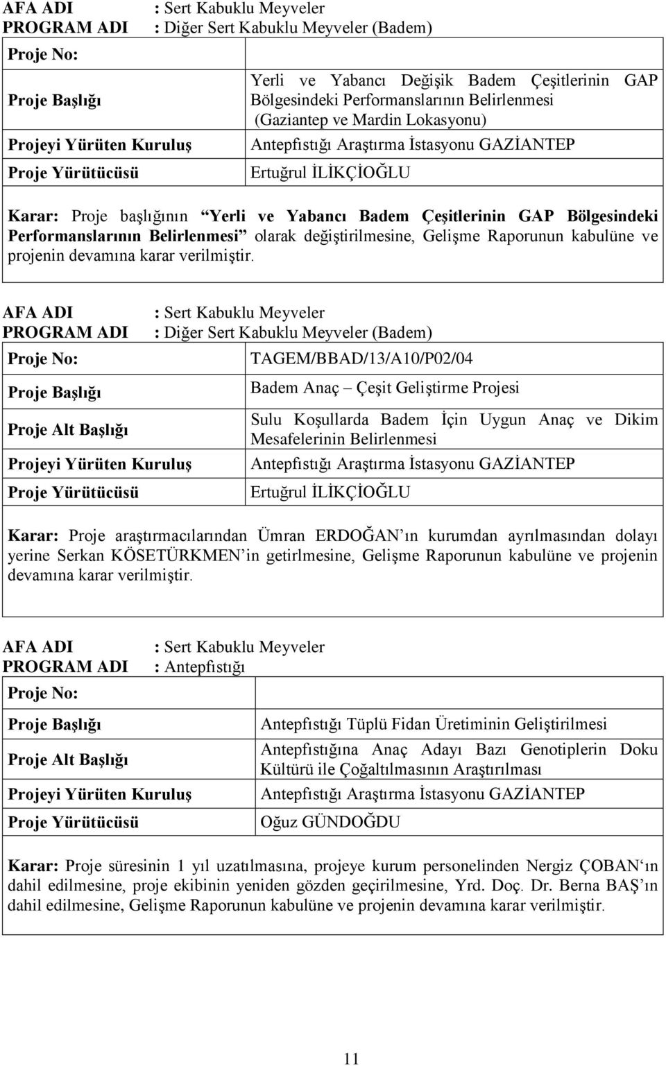 Raporunun kabulüne ve projenin devamına karar verilmiştir.