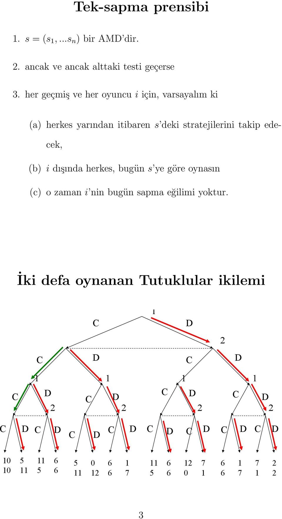 her geçmiş ve her oyuncu i için, varsayalım ki At each history and for each player i, assume everybody will follow s from tomorrow on, everybody except for i plays according to s cek, today;