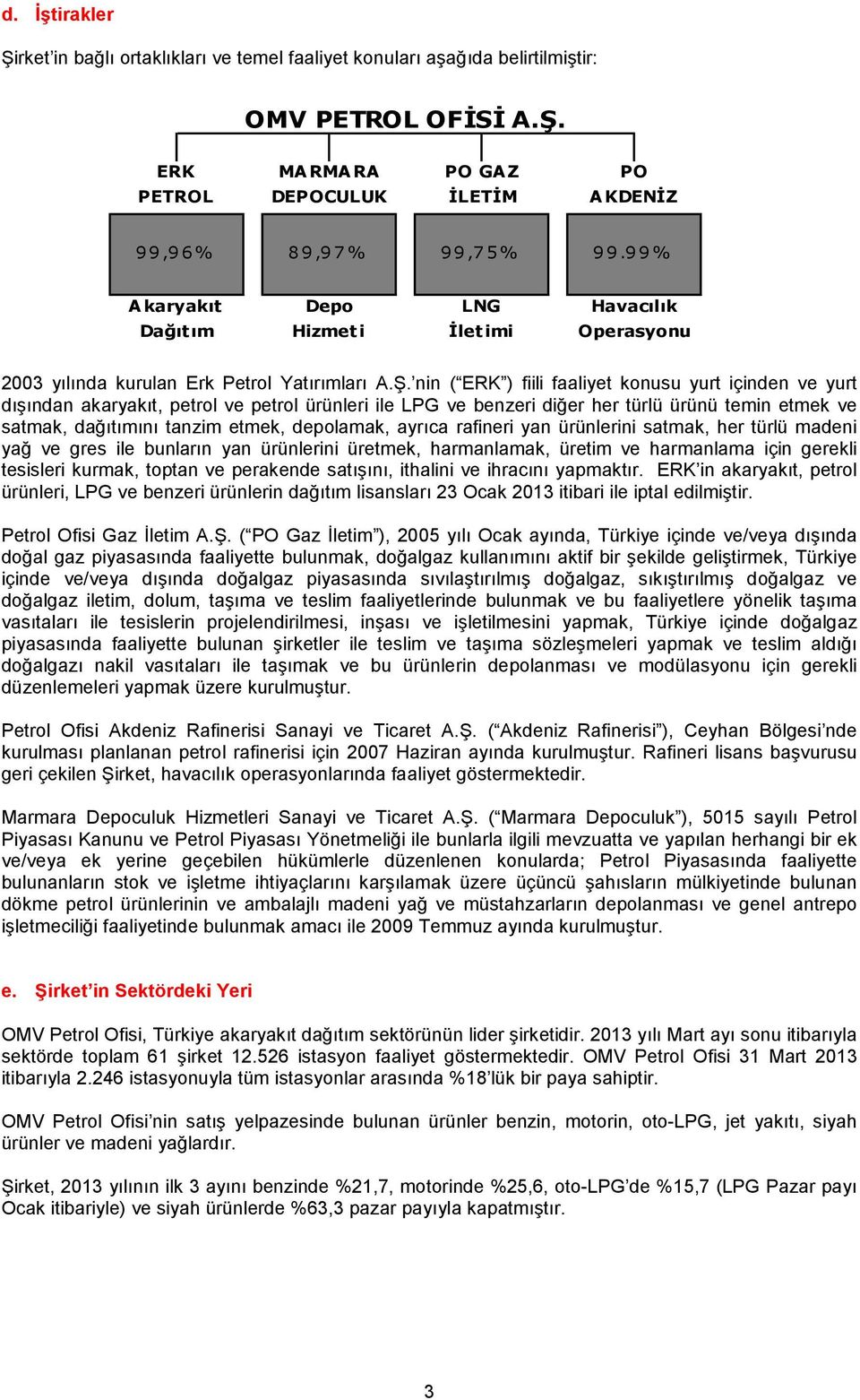 nin ( ERK ) fiili faaliyet konusu yurt içinden ve yurt dışından akaryakıt, petrol ve petrol ürünleri ile LPG ve benzeri diğer her türlü ürünü temin etmek ve satmak, dağıtımını tanzim etmek,