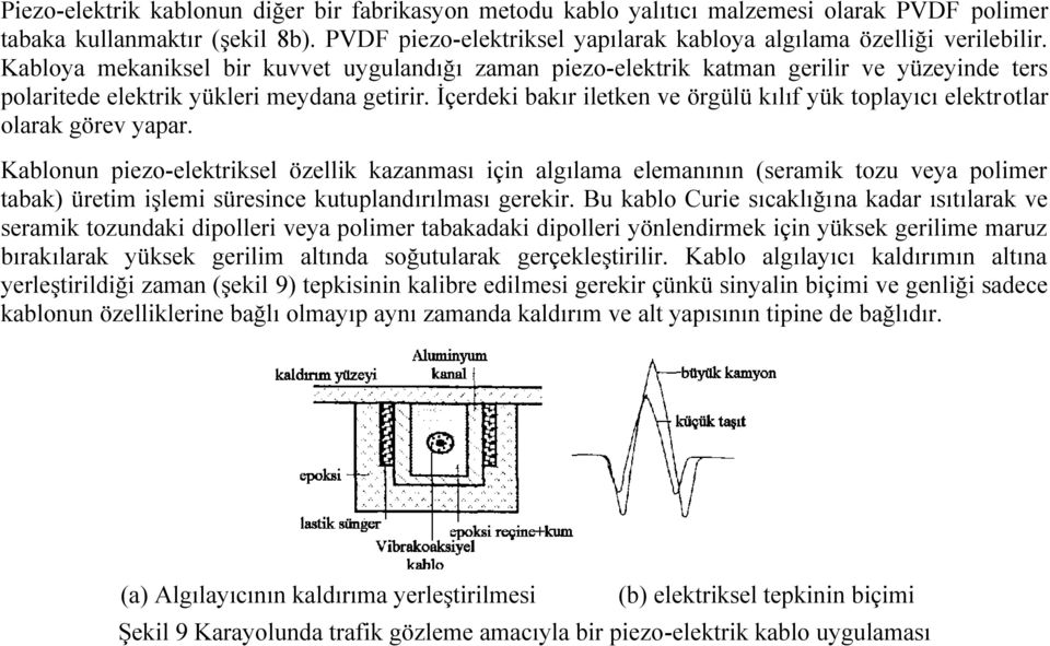 İçerdeki bakır iletken ve örgülü kılıf yük toplayıcı elektrotlar olarak görev yapar.