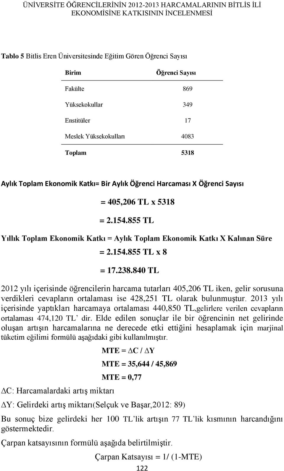 855 TL Yıllık Toplam Ekonomik Katkı = Aylık Toplam Ekonomik Katkı X Kalınan Süre = 2.154.855 TL x 8 = 17.238.