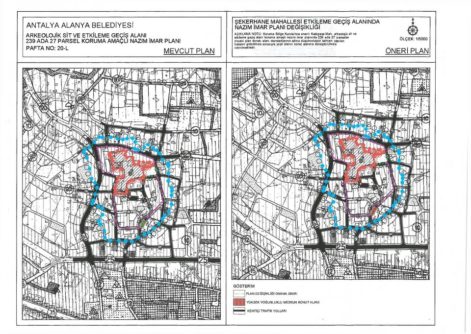 arkeolojik sit ve etkileme geçiş alanı koruma amaçlı nazım imar planında 239 ada 27 parselde önceki plan donatı alanı standartlarının altına düşülmeksizin sehven