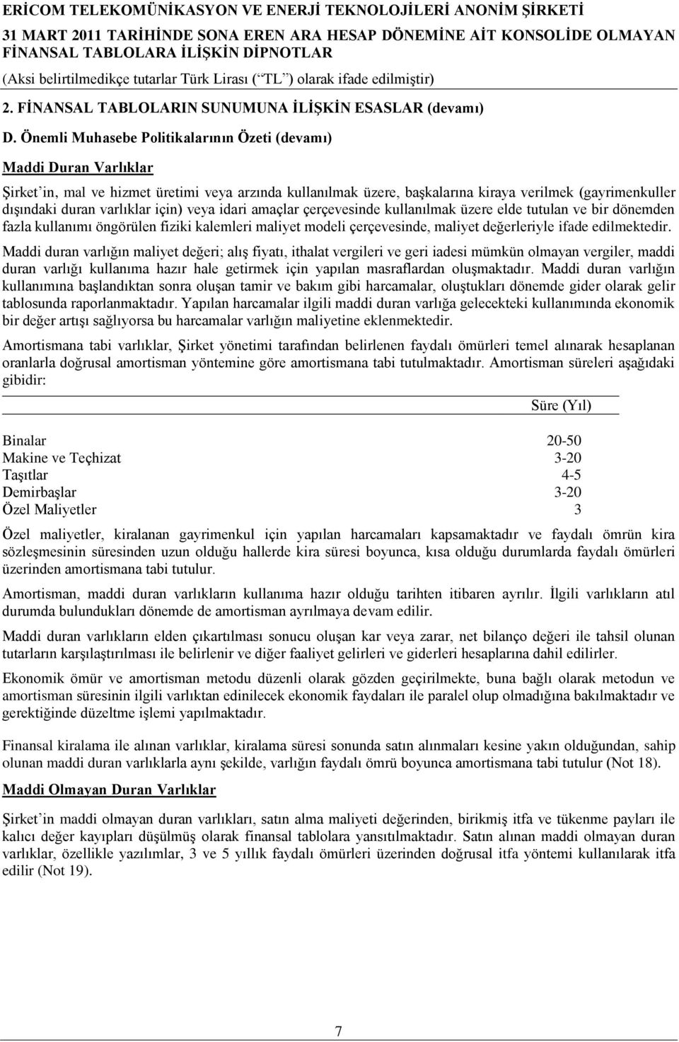 varlıklar için) veya idari amaçlar çerçevesinde kullanılmak üzere elde tutulan ve bir dönemden fazla kullanımı öngörülen fiziki kalemleri maliyet modeli çerçevesinde, maliyet değerleriyle ifade