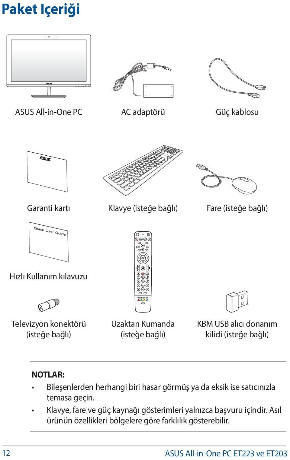 KBM USB alıcı donanım kilidi (isteğe bağlı) NOTLAR: Bileşenlerden herhangi biri hasar görmüş ya da eksik ise satıcınızla temasa geçin.