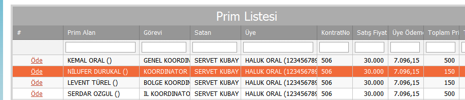 Primlerin Tahakkuk Etmesi Ödemeler işaretlendikçe primler otomatik olarak tahakkuk eder.