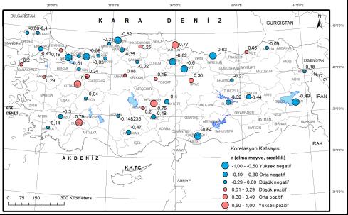 1046 Elma ağaçlarında meyve teşekkülünün en erken görüldüğü yerler Akdeniz ve Güneydoğu Anadolu Bölgesi ile Edirne, Düzce, Ankara, Samsun ve Artvin civarı iken, en geç meyve teşekkülünün görüldüğü