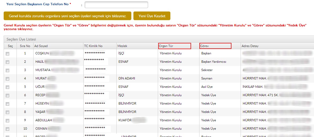 Sorgulama sonucu bilgiler kontrol edilerek kaydet butonuna basılıp kişinin listeye eklenme işlemi tamamlanır.