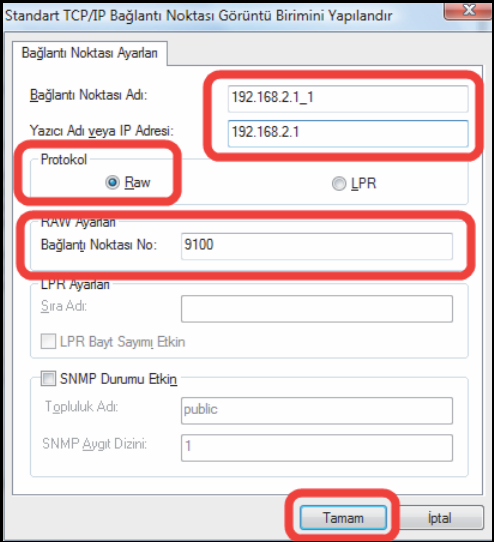 Bir sonraki Yazıcının ana bilgisayar adını veya IP adresini yazın ekranında Ana bilgisayar adı veya IP adresi olarak AirTies ın varsayılan IP adresi olan 192.168.2.1 i giriniz.