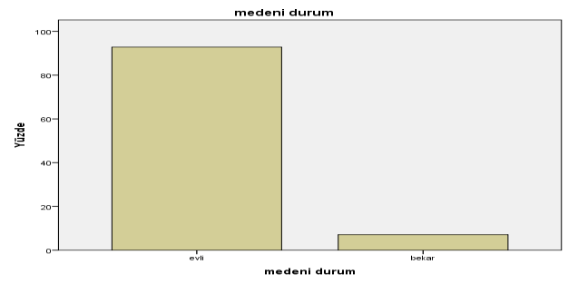 608 Tablo 20: Adana Milletvekillerinin Medeni Durumları Geçerli Medeni durum Frekans Yüzde Geçerli Yüzde Toplamlı Yüzde Evli 39 92,9 92,9 92,9 Bekâr 3 7,1 7,1 100,0 Toplam 42 100,0 100,0 Grafik 13: