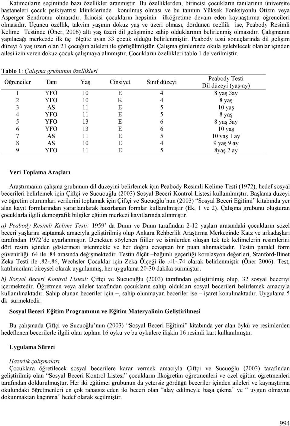 İkincisi çocukların hepsinin ilköğretime devam eden kaynaştırma öğrencileri olmasıdır.