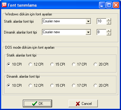 Evrakları bastığınız formlar matbuu değilse, başka bir ifade ile herhangi bir editör programından evrak formlarını kendiniz hazırlıyorsanız, programımızda yer alan evrakları hazırladığınız bu formlar