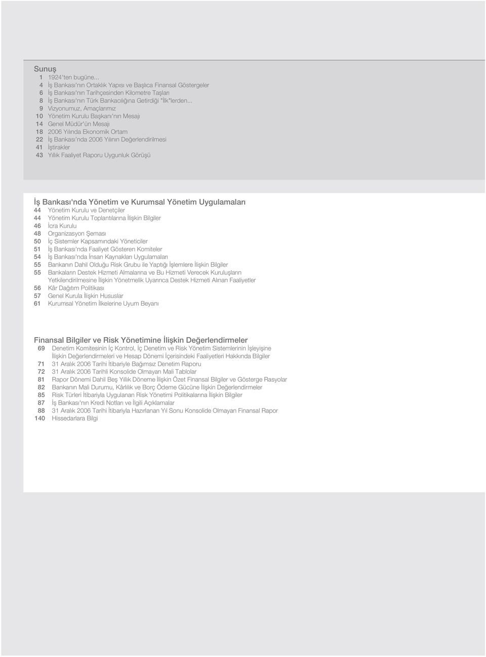 Faaliyet Raporu Uygunluk Görüşü fl Bankas 'nda Yönetim ve Kurumsal Yönetim Uygulamalar 44 Yönetim Kurulu ve Denetçiler 44 Yönetim Kurulu Toplantılarına İlişkin Bilgiler 46 İcra Kurulu 48 Organizasyon