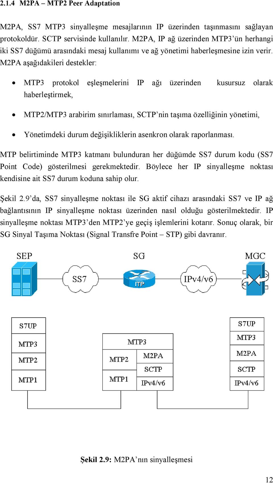 M2PA aşağıdakileri destekler: MTP3 protokol eşleşmelerini IP ağı üzerinden kusursuz olarak haberleştirmek, MTP2/MTP3 arabirim sınırlaması, SCTP nin taşıma özelliğinin yönetimi, Yönetimdeki durum