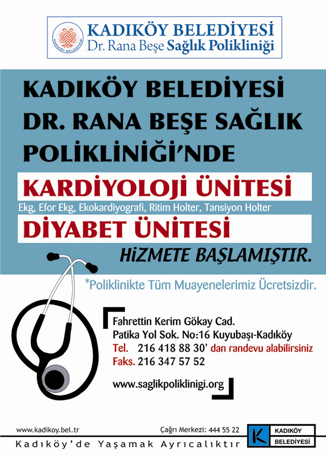 Sayfa 5 Kadıköy Belediyesi Dr. Rana Beşe Sağlık Polikliniği Etkinlikleri Kadıköy Belediyesi Dr. Rana Beşe Sağlık Polikliniğinden Yeni Bir Sağlık Hizmeti Daha.