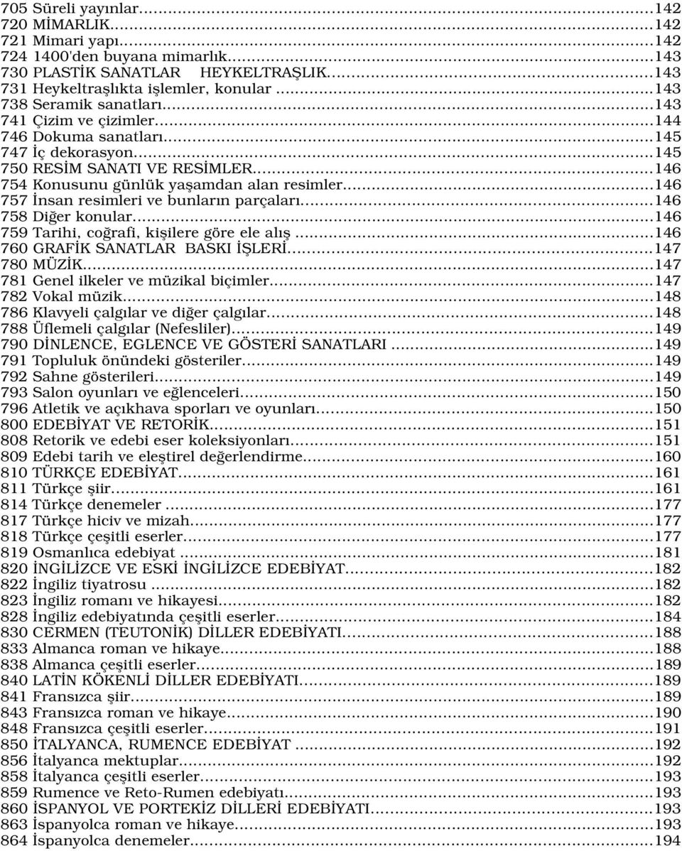 ..146 757 nsan resimleri ve bunlar n parçalar...146 758 Di er konular...146 759 Tarihi, co rafi, kiflilere göre ele al fl...146 760 GRAF K SANATLAR BASKI filer...147 780 MÜZ K.