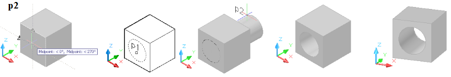 15 Command: loft Select cross-sections in lofting order: p1 Kare seçilir. Select cross-sections in lofting order: p2 Altıgen seçilir. Select cross-sections in lofting order: p3 Çember seçilir.