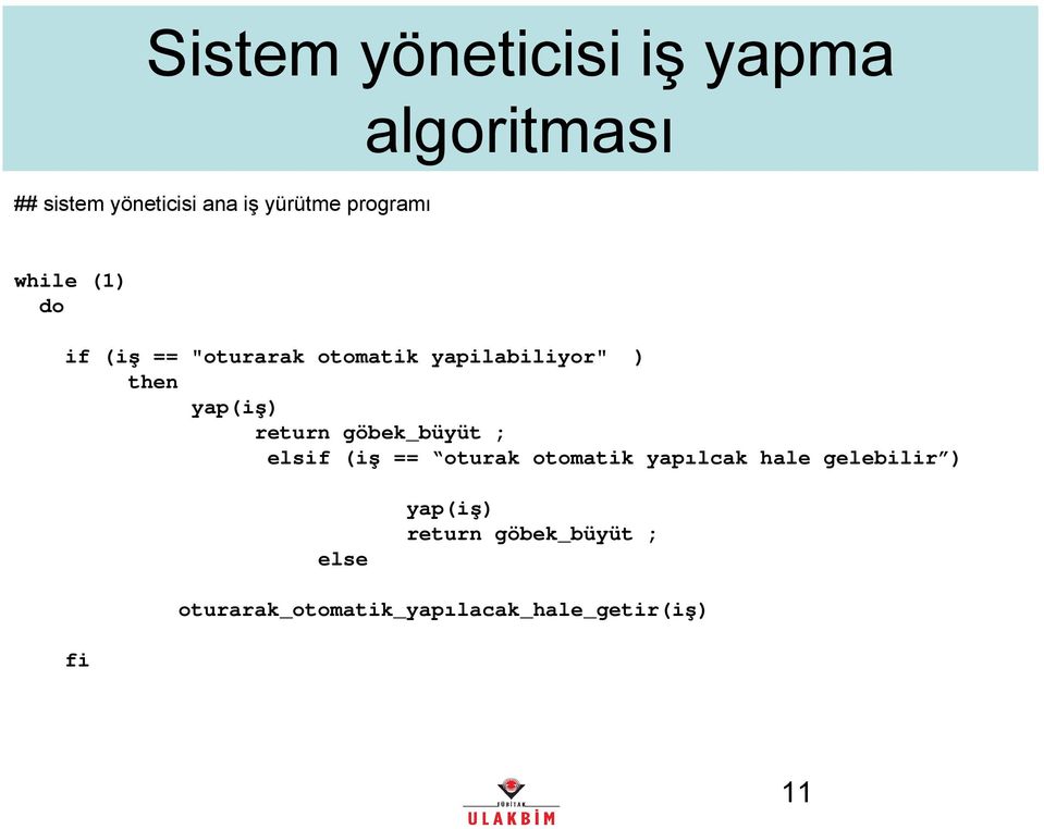 yap(iş) return göbek_büyüt ; elsif (iş == oturak otomatik yapılcak hale