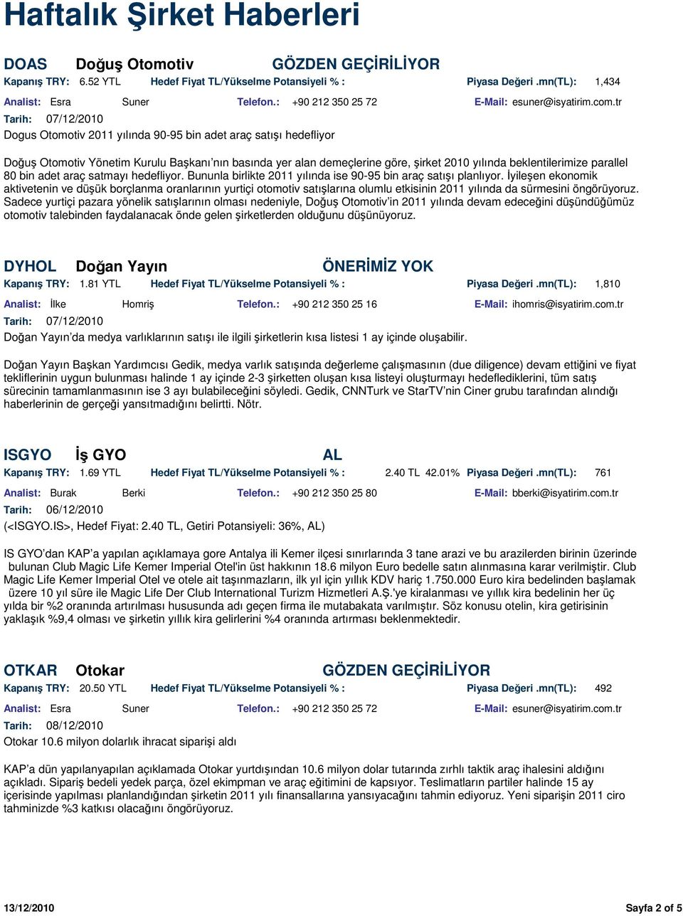 parallel 80 bin adet araç satmayı hedefliyor. Bununla birlikte 2011 yılında ise 90-95 bin araç satıı planlıyor.