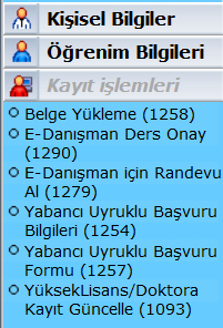 Not Kartı : Daha önceki yarıyıl/yıllarda almıģ olduğunuz notlara iliģkin bilgilerin görüntülendiği menüdür.