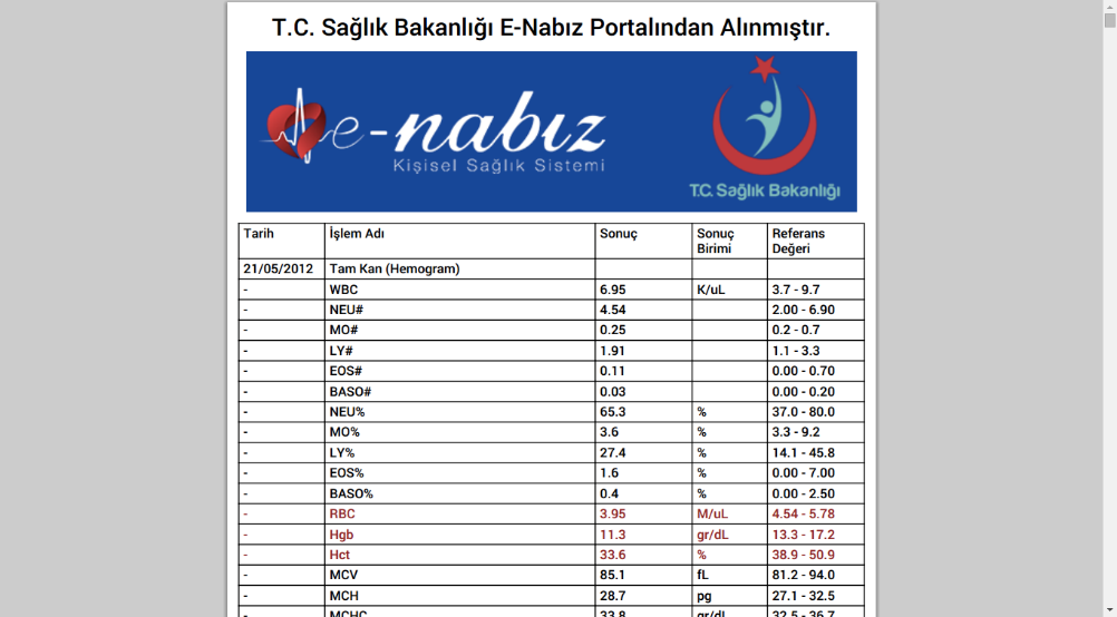 tanıları e-nabız